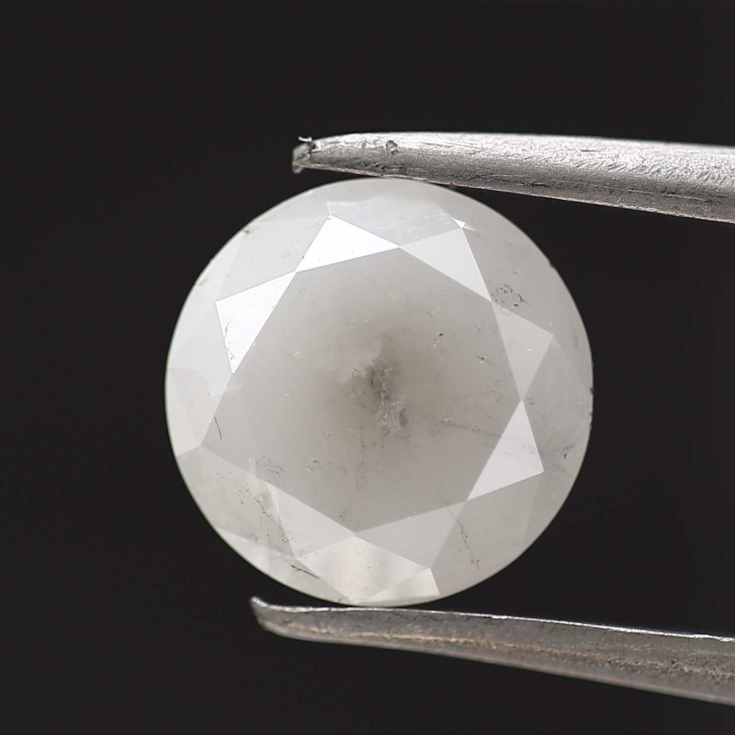 1.96 Carat Milky White Rustic Round Shape Brilliant Cut Natural Loose Diamond